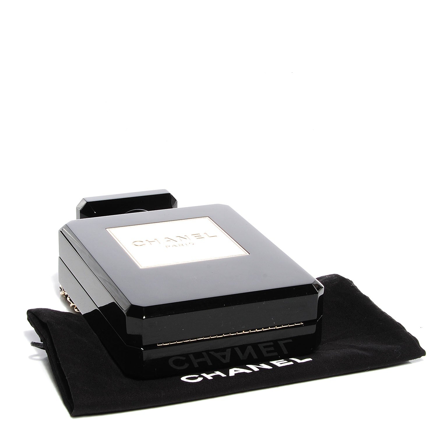 Chanel Plexiglass Perfume Bottle Clutch Black 4 of 7