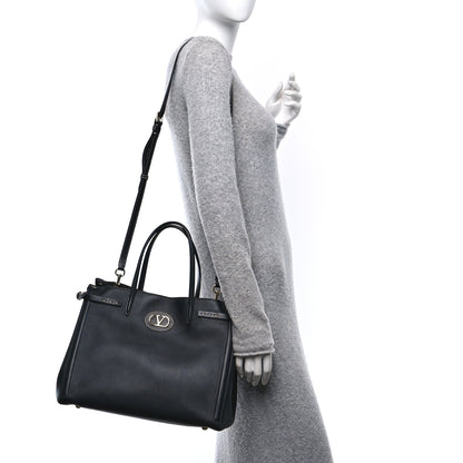 Valentino Garavani Calfskin Vlogo Medium Antibes Tote Black 2 of 9