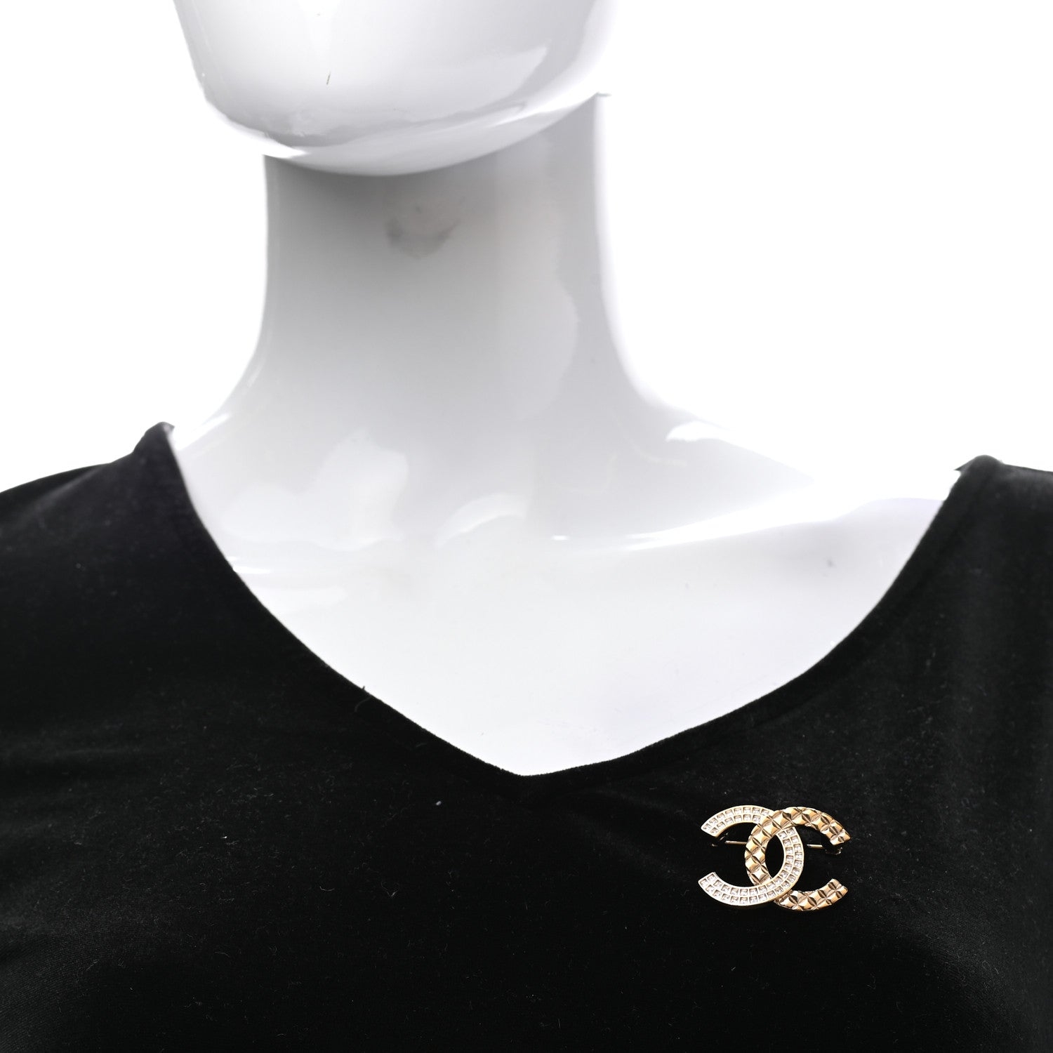 Chanel Baguette Crystal Quilted CC Brooch Gold 2 of 5