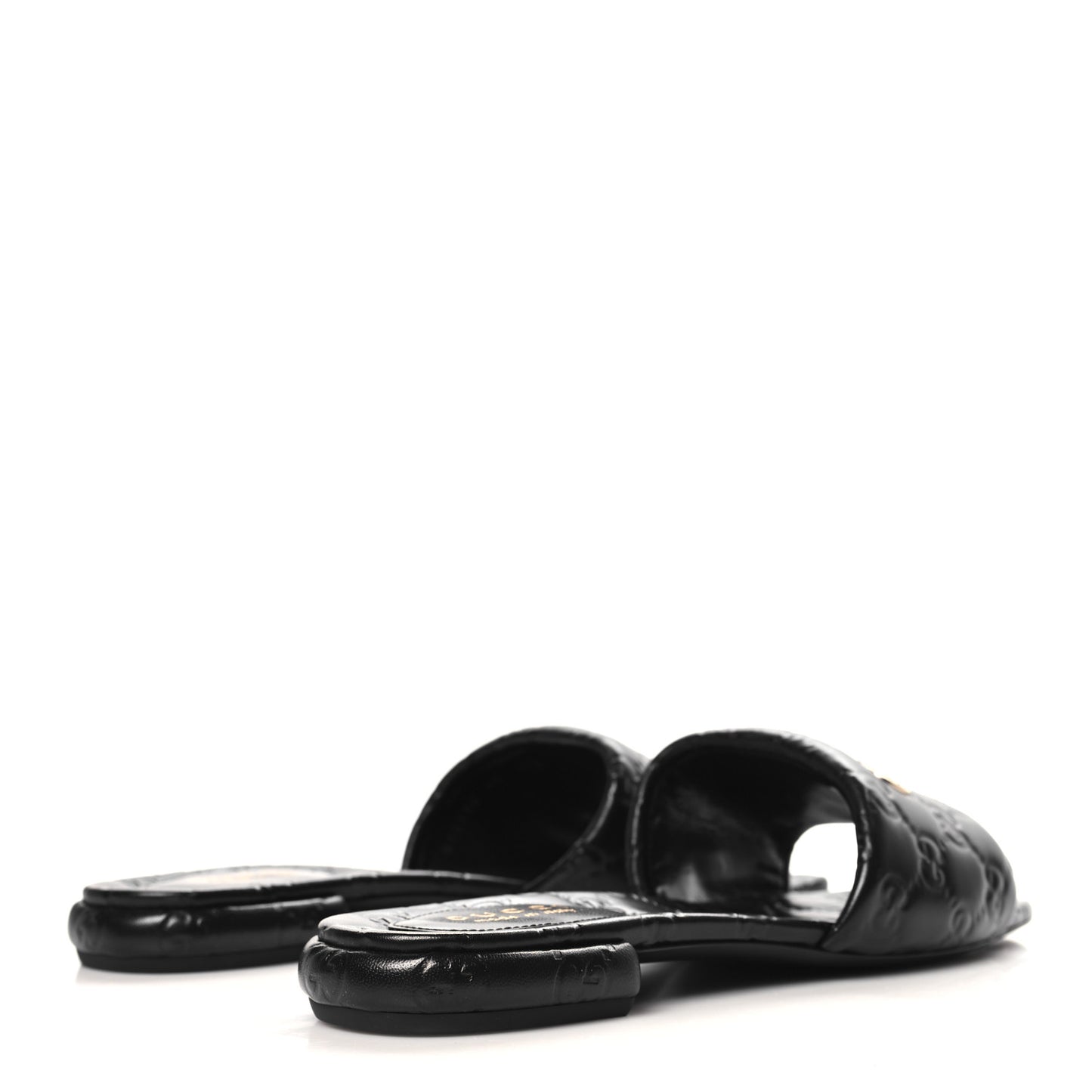 Nappa Double GG Flat Slide Sandals 40 Black