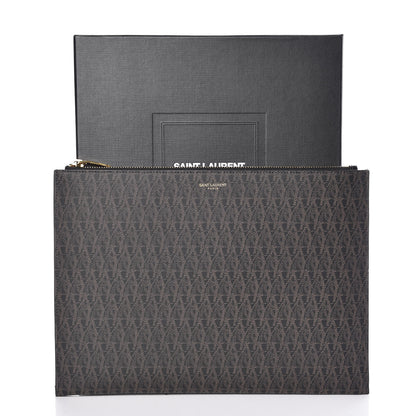 Saint Laurent Toile Classic Monogram IPad Pouch Black Lino 8 of 8