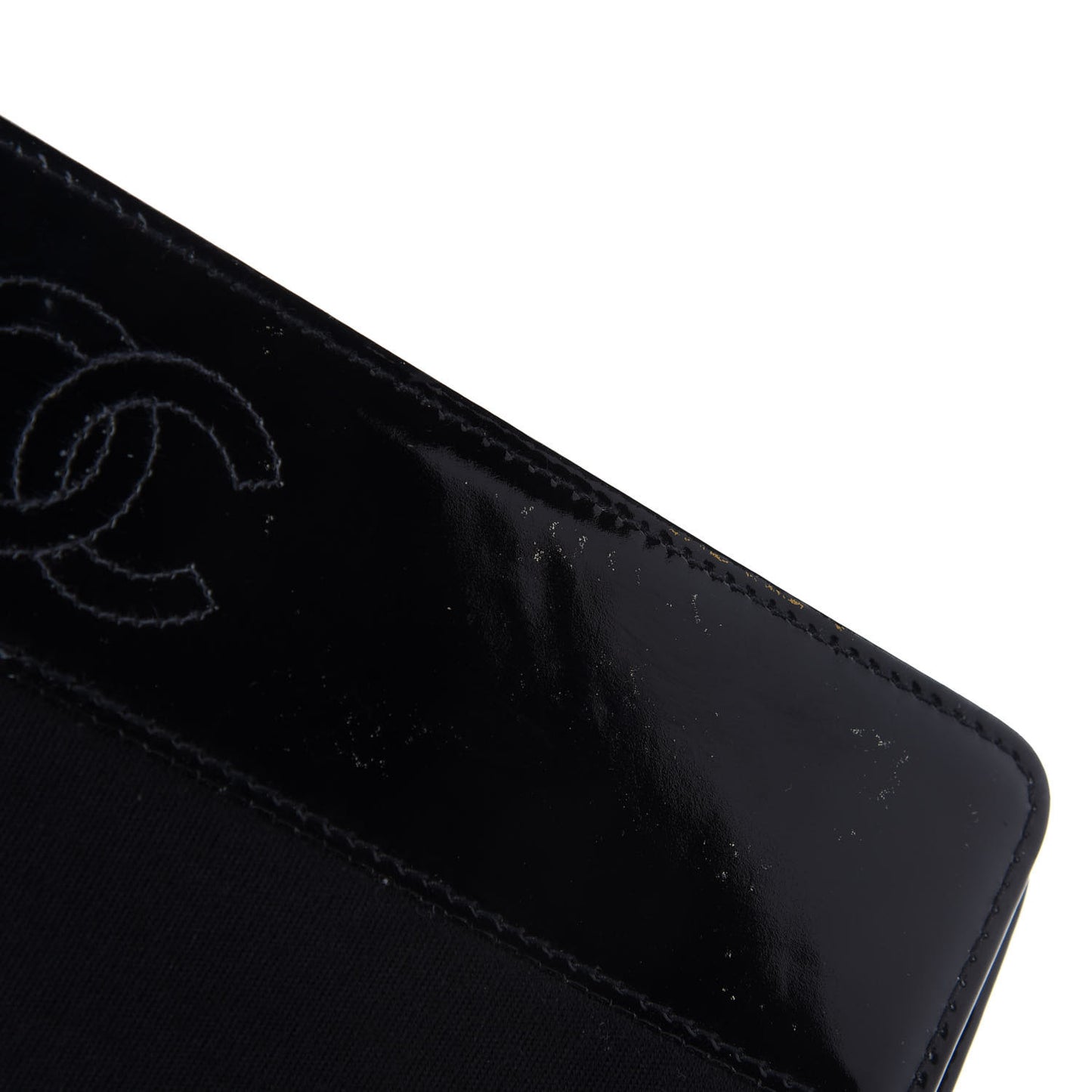 Patent Jersey Shoulder Flap Bag Black