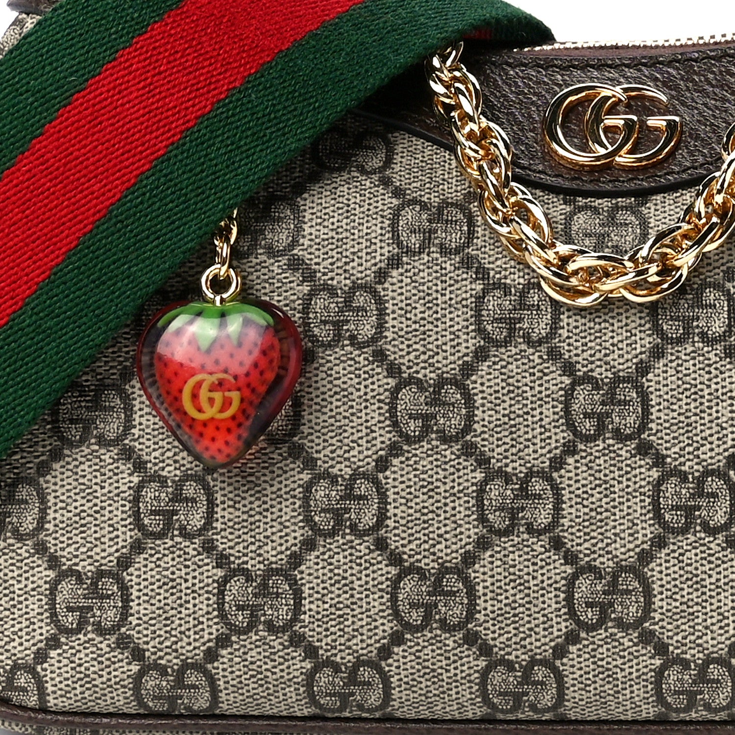 Gucci GG Supreme Monogram Textured Dollar Calfskin Web Small Ophidia GG Handbag Beige Ebony New Acero 8 of 11