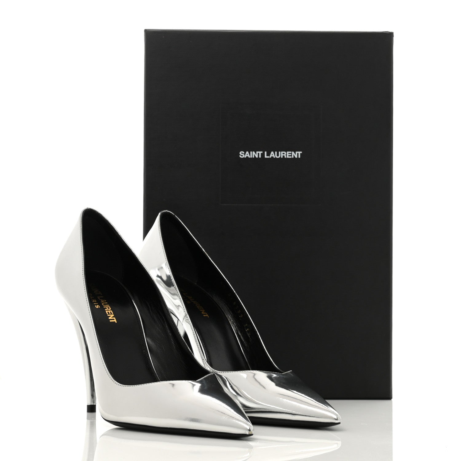Saint Laurent Calfskin Kiki 100 Pumps 38.5 Silver 9 of 9