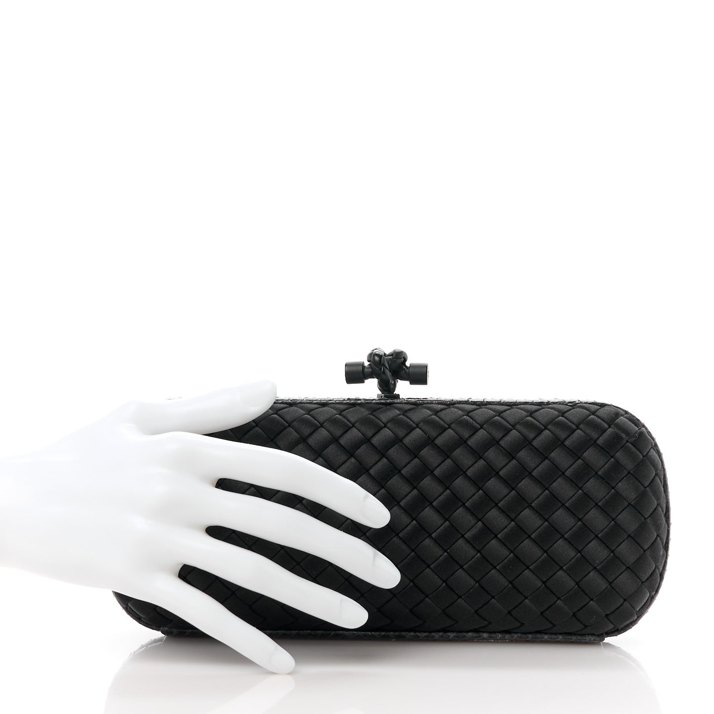 Satin Ayers Intreccio Impero Stretch Knot Clutch Black