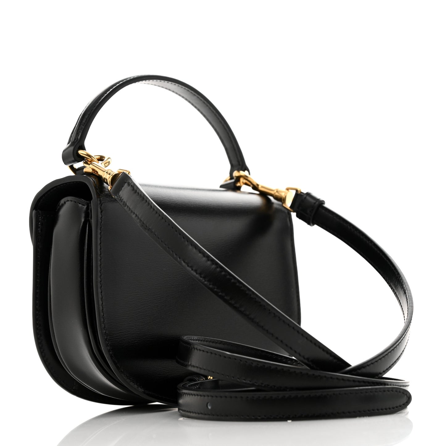 Shiny Calfskin Triomphe Mini Besace Clea Black