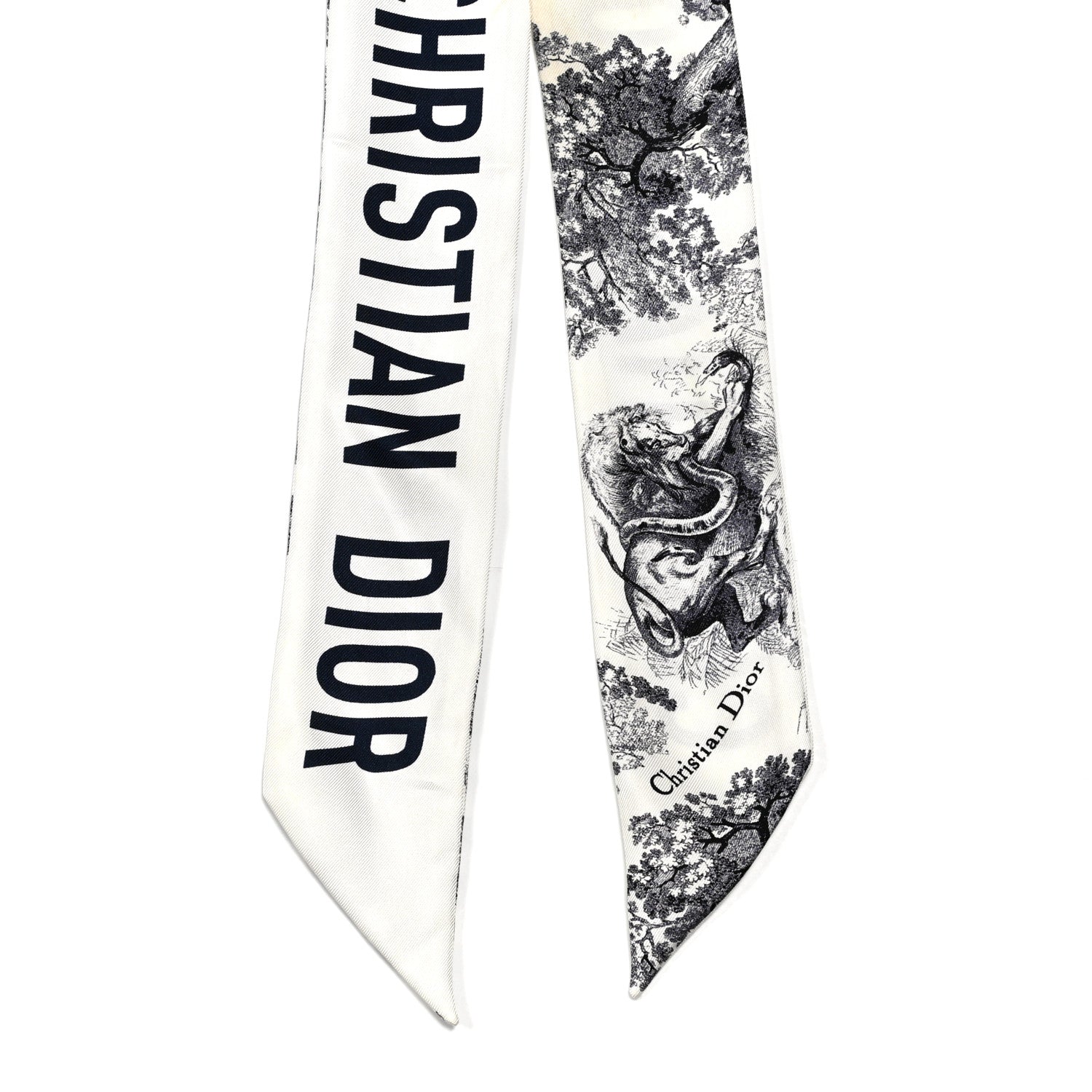 Christian Dior Silk Toile De Jouy Mitzah Scarf White 2 of 5