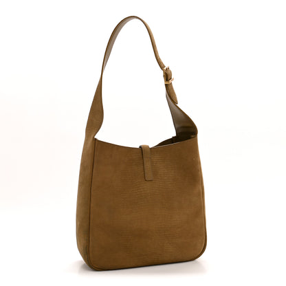 Saint Laurent Calfskin Lizard Embossed Small Le 5 A 7 Soft Hobo Dark Pistachio 3 of 12