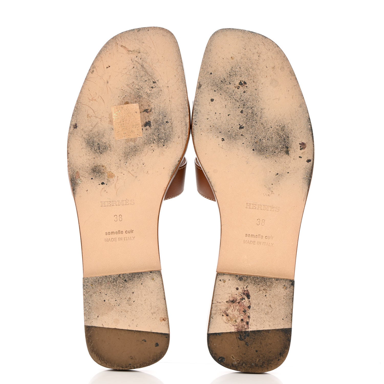 Hermes Box Calfskin Oran Sandals 38 Gold 6 of 10