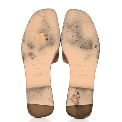Hermes Box Calfskin Oran Sandals 38 Gold 6 of 10