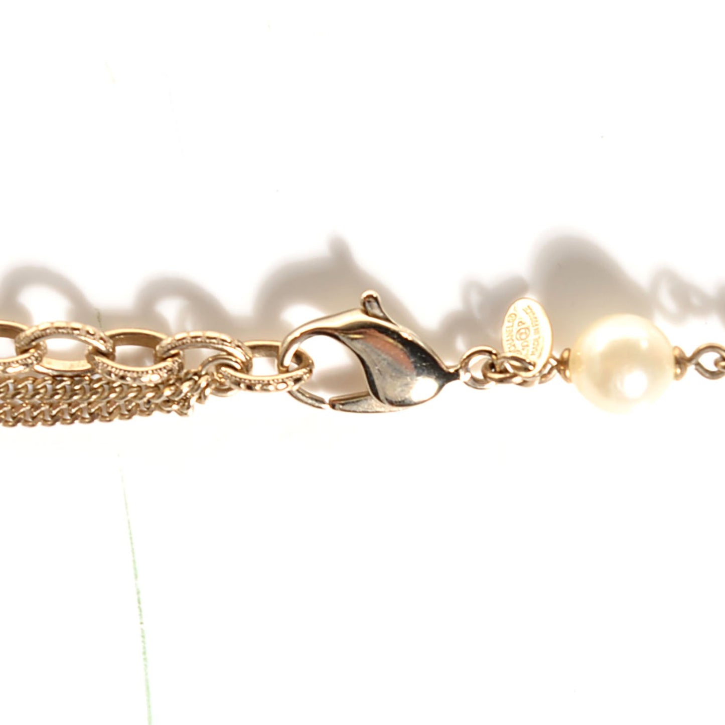 Pearl CC Long Necklace Gold