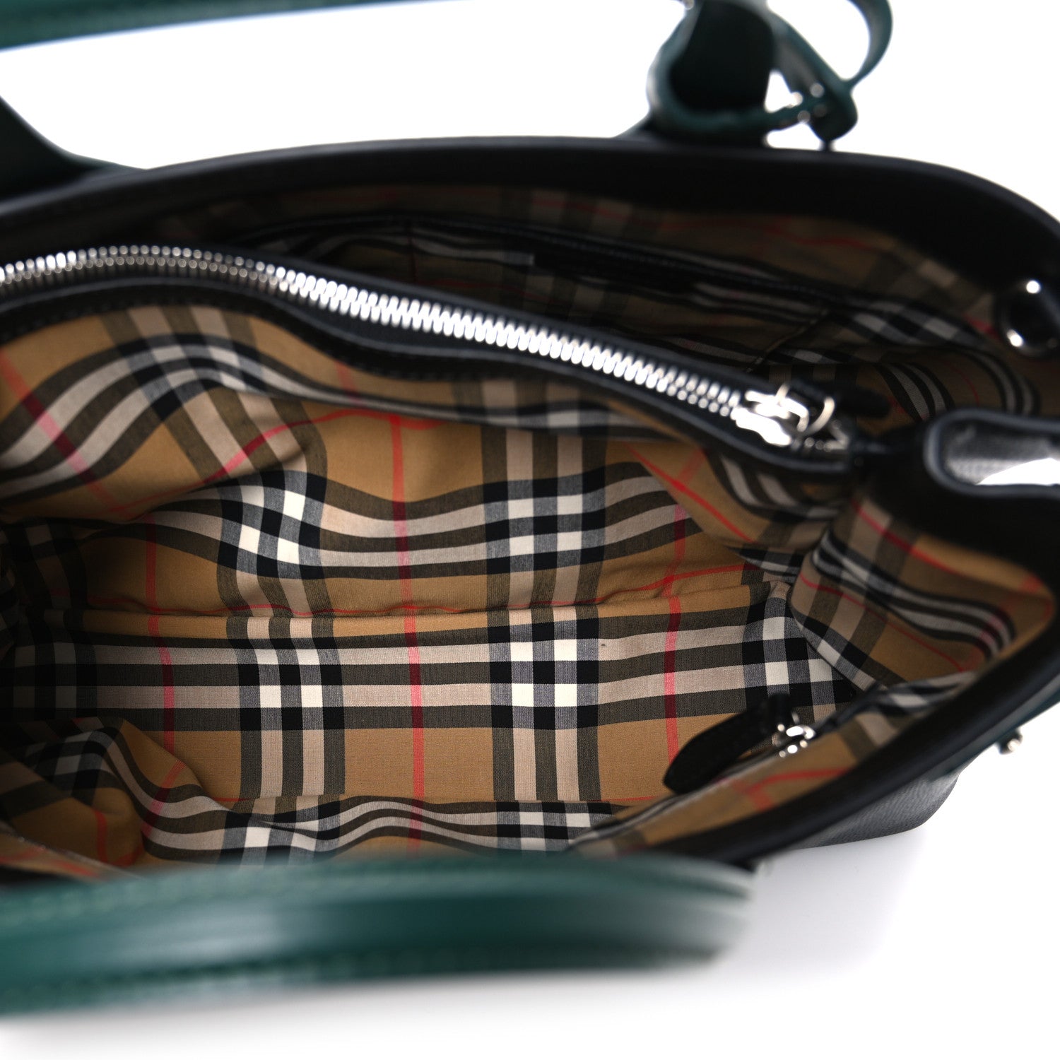 Burberry Derby Calfskin House Check Medium Banner Tote Black Sea