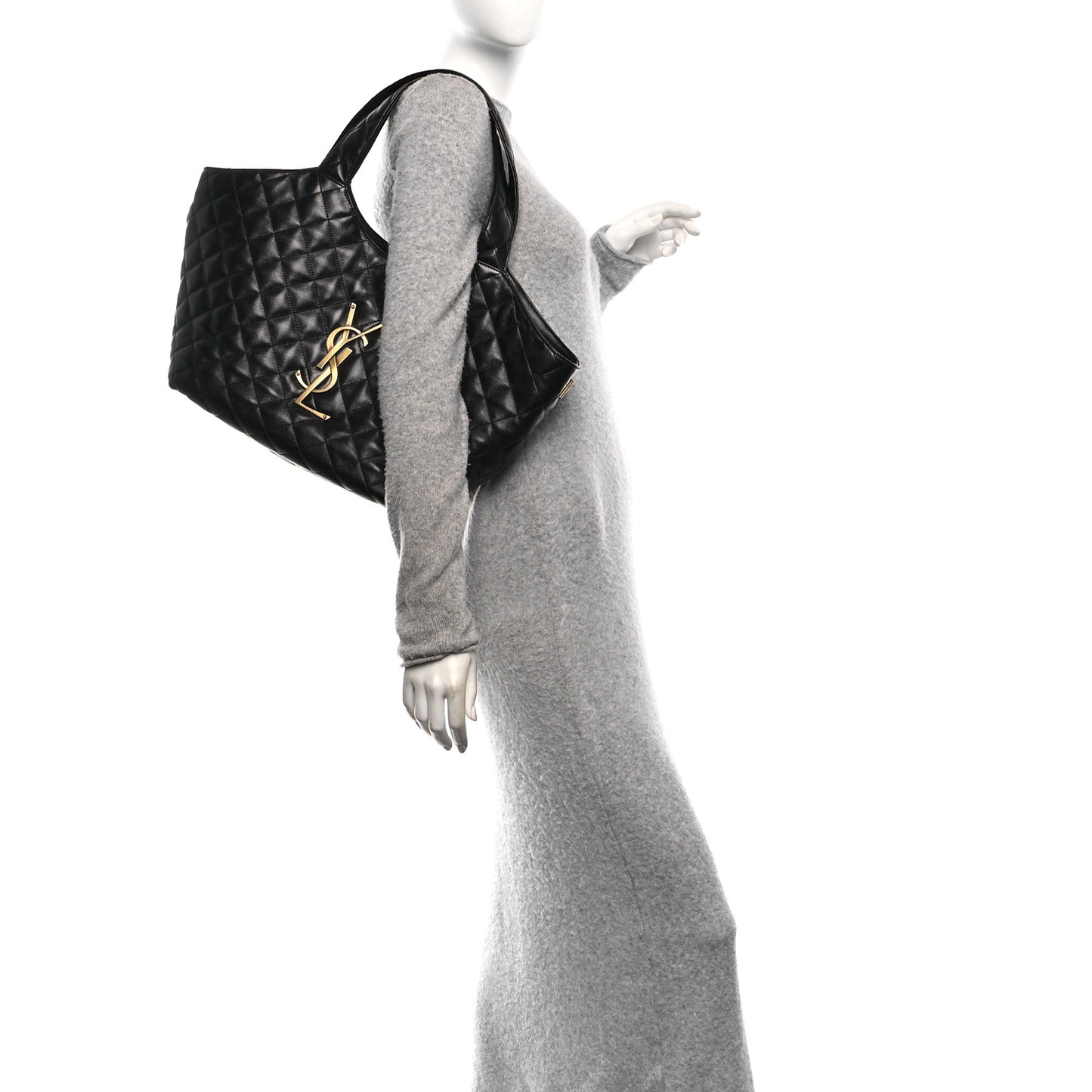 Lambskin Quilted Medium Icare Shopping Tote Black