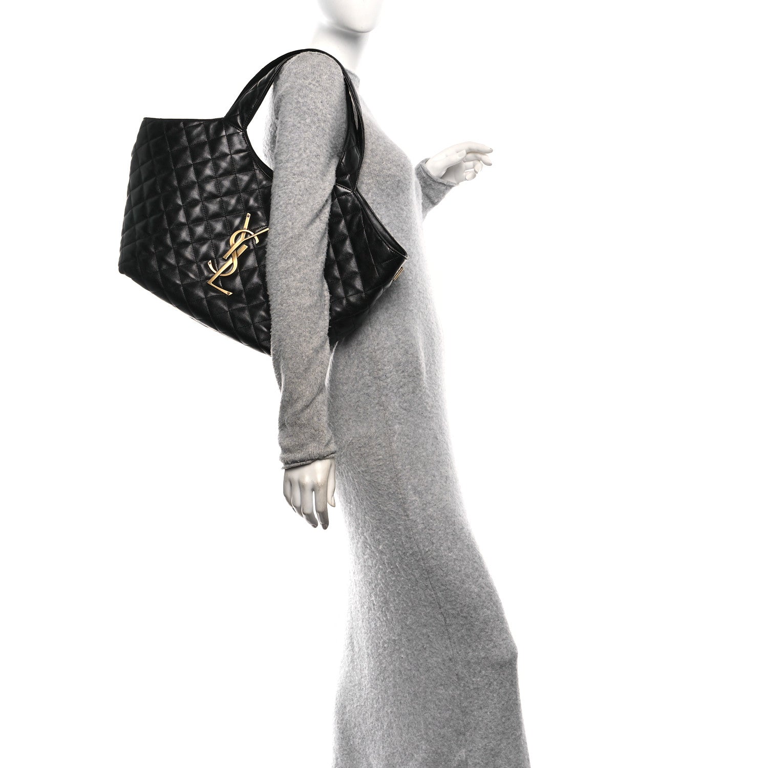 Saint Laurent Lambskin Quilted Medium Icare Shopping Tote Black 2 of 12