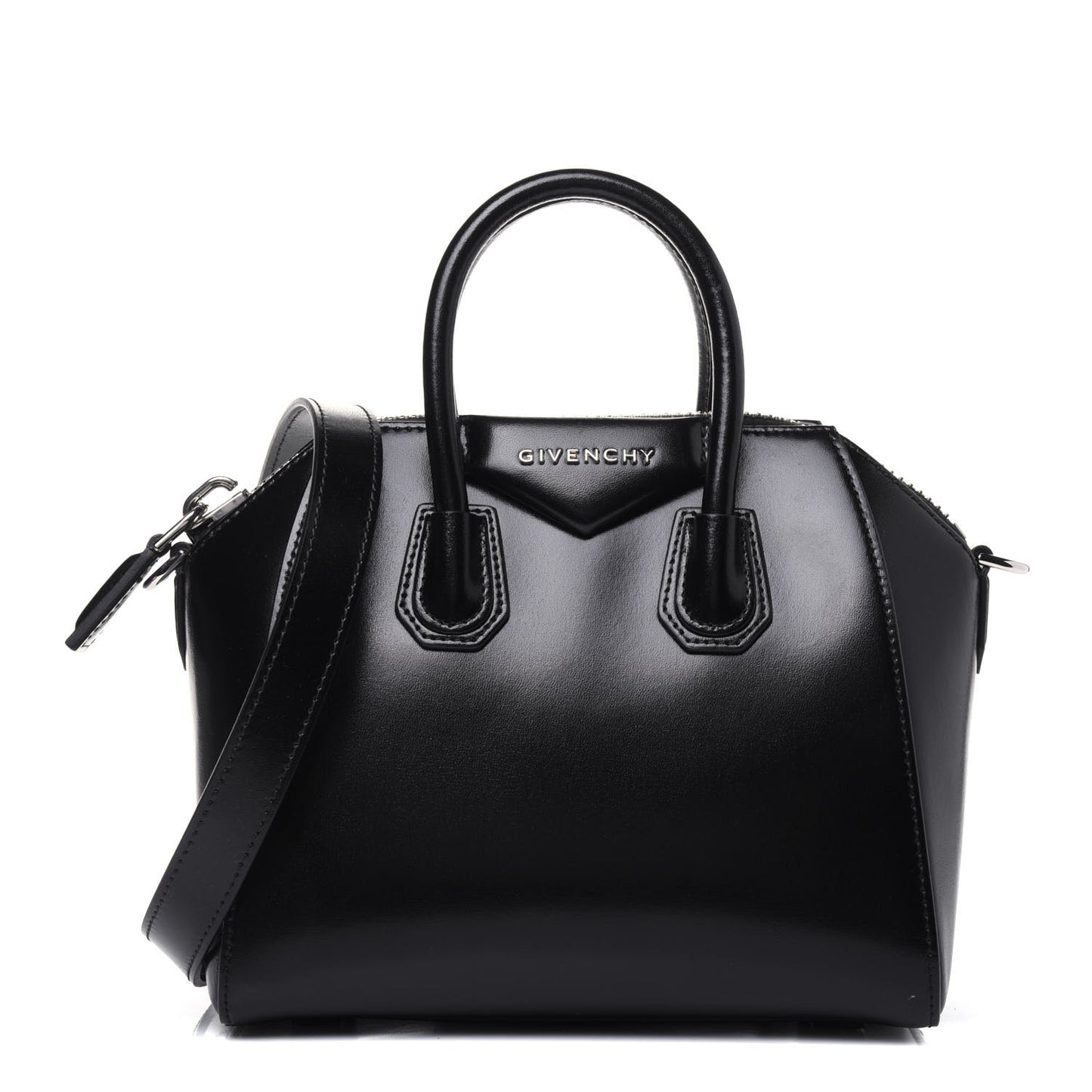Shiny Lord Calfskin Mini Antigona Black
