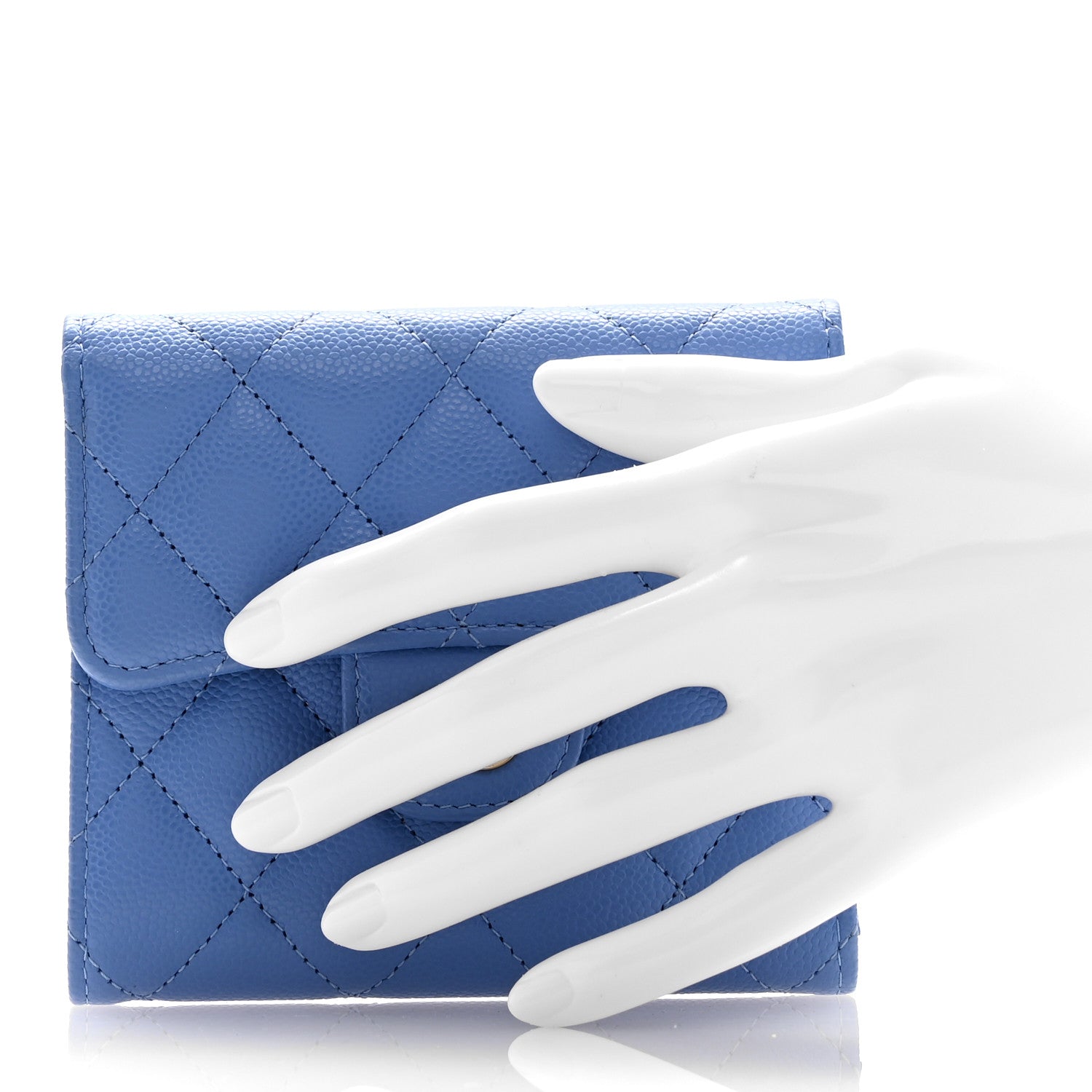 Chanel Caviar Quilted Compact Flap Wallet Blue 2 of 8
