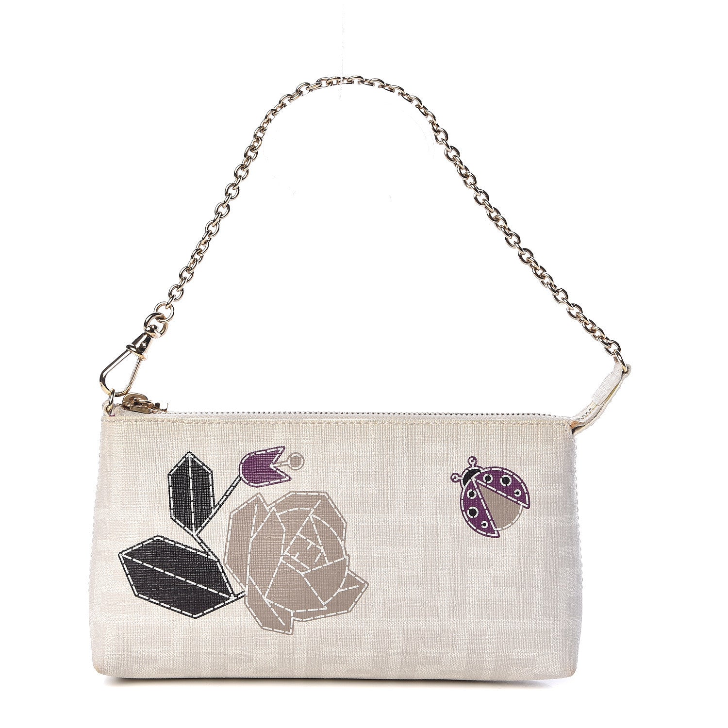 Fendi Zucca Spalmati Rose Ladybug Pochette White 1 of 11