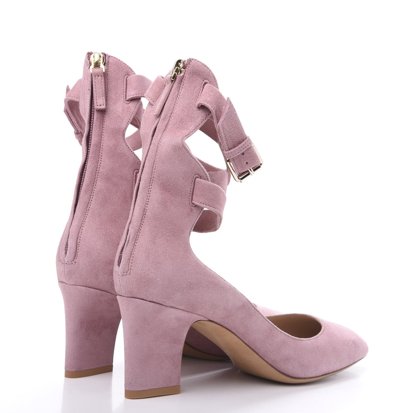 Plum Suede Ankle Strap Pumps 39.5 Antique Rose