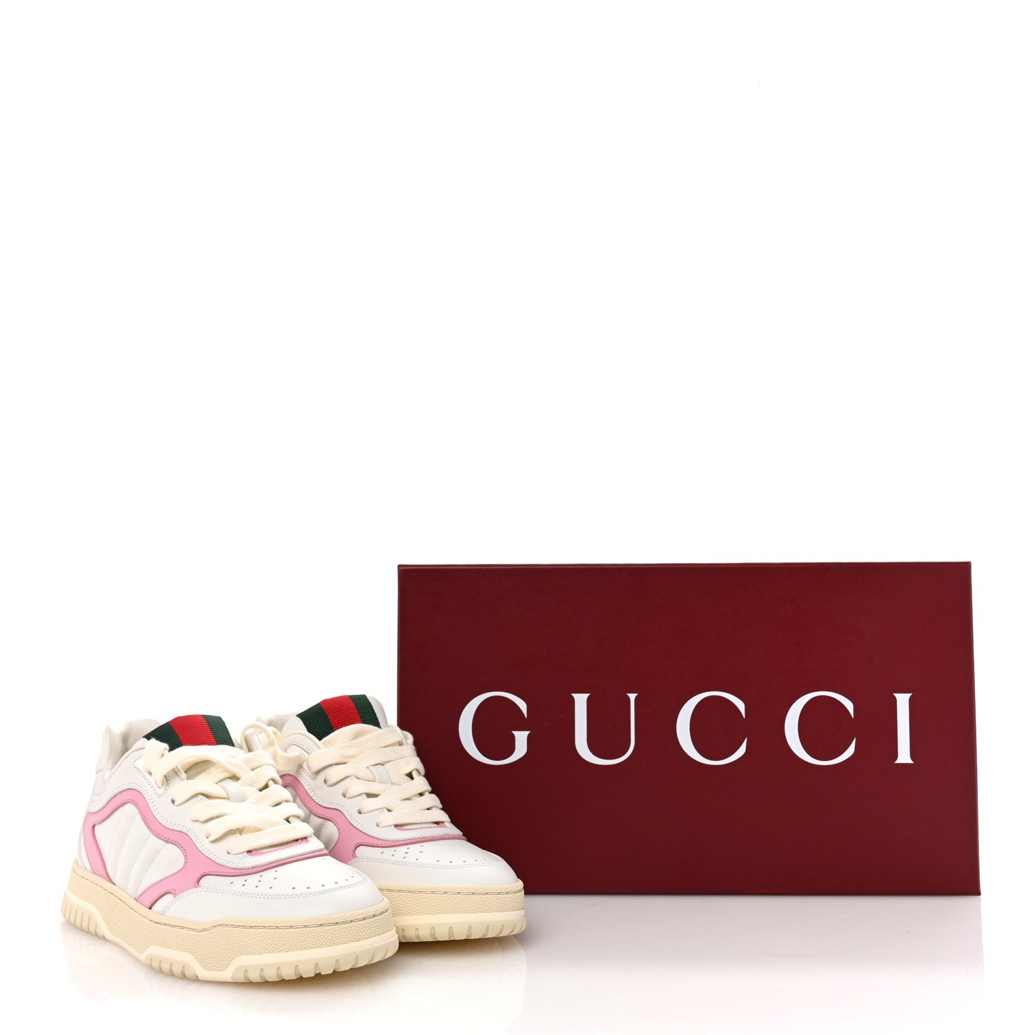 Gucci Calfskin Womens Re-Web Sneakers 37 White Pink 10 of 10