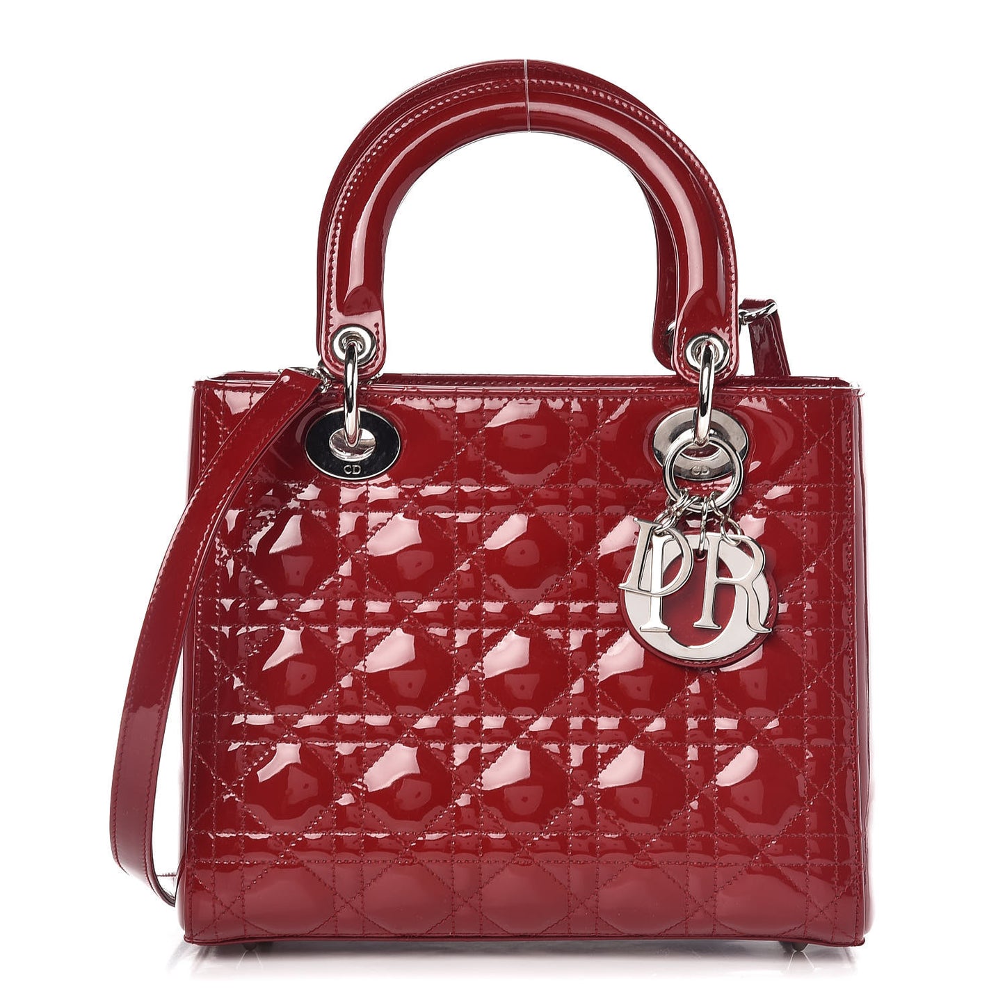 Patent Cannage Medium Lady Dior Red