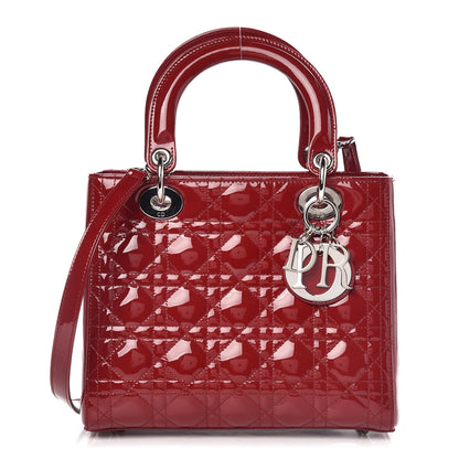 Christian Dior Patent Cannage Medium Lady Dior Red 1 of 9
