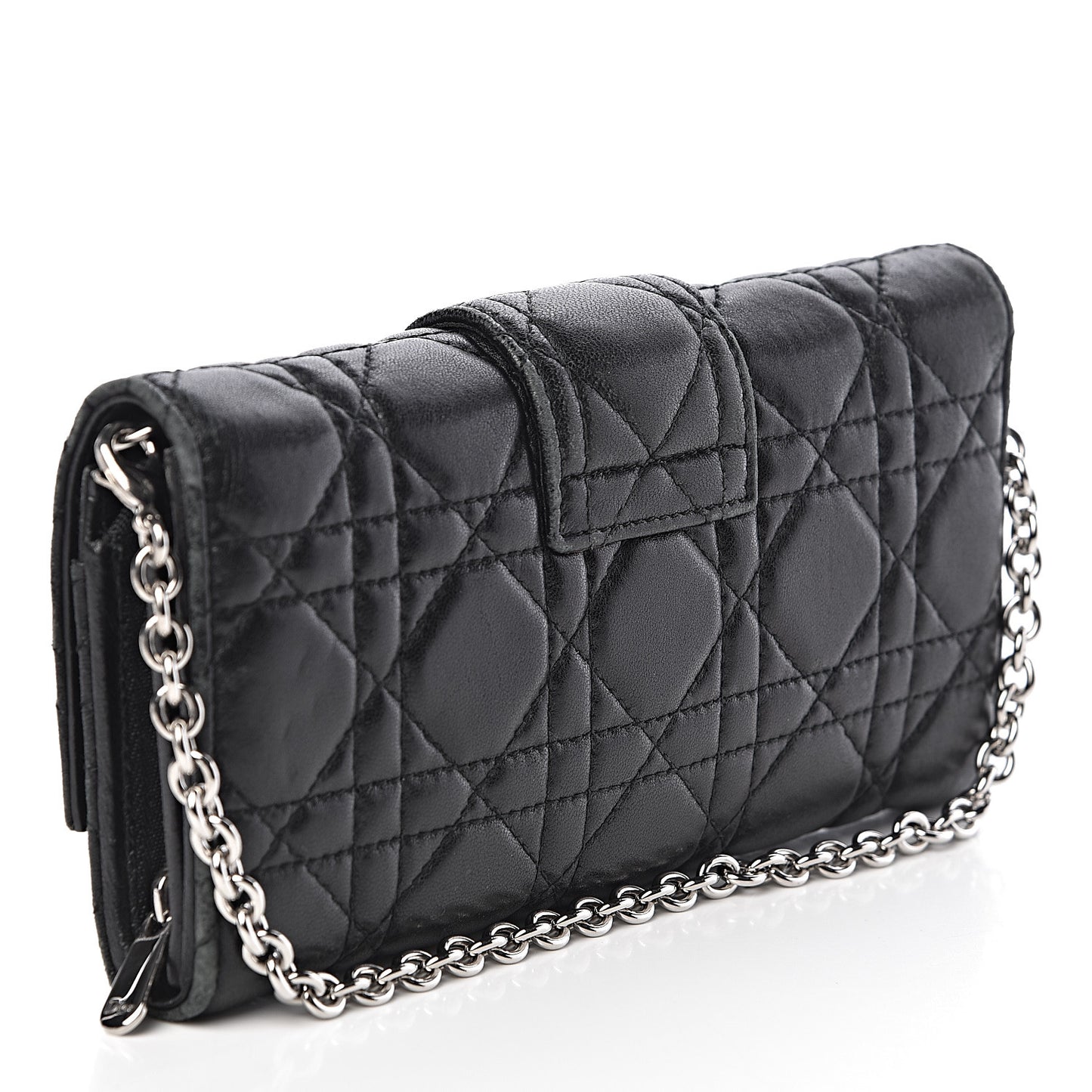 Lambskin Cannage Miss Dior Chain Wallet Black