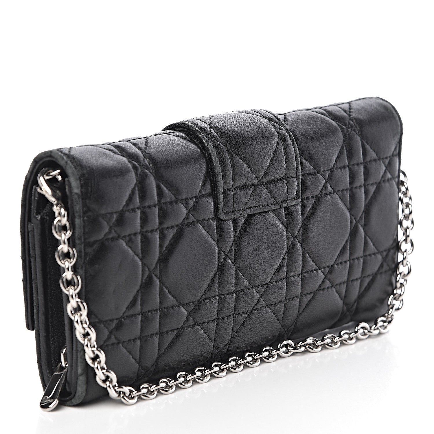 Christian Dior Lambskin Cannage Miss Dior Chain Wallet Black 3 of 8