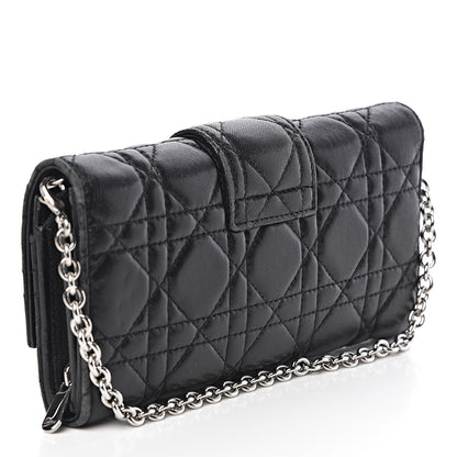 Christian Dior Lambskin Cannage Miss Dior Chain Wallet Black 3 of 8