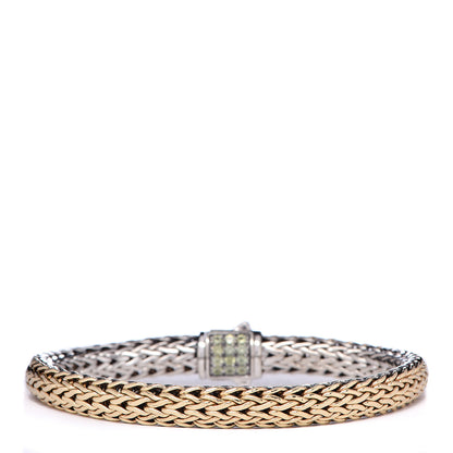 John Hardy Sterling Silver 18K Yellow Gold Diamond Classic Chain Reversible Bracelet 5 of 7