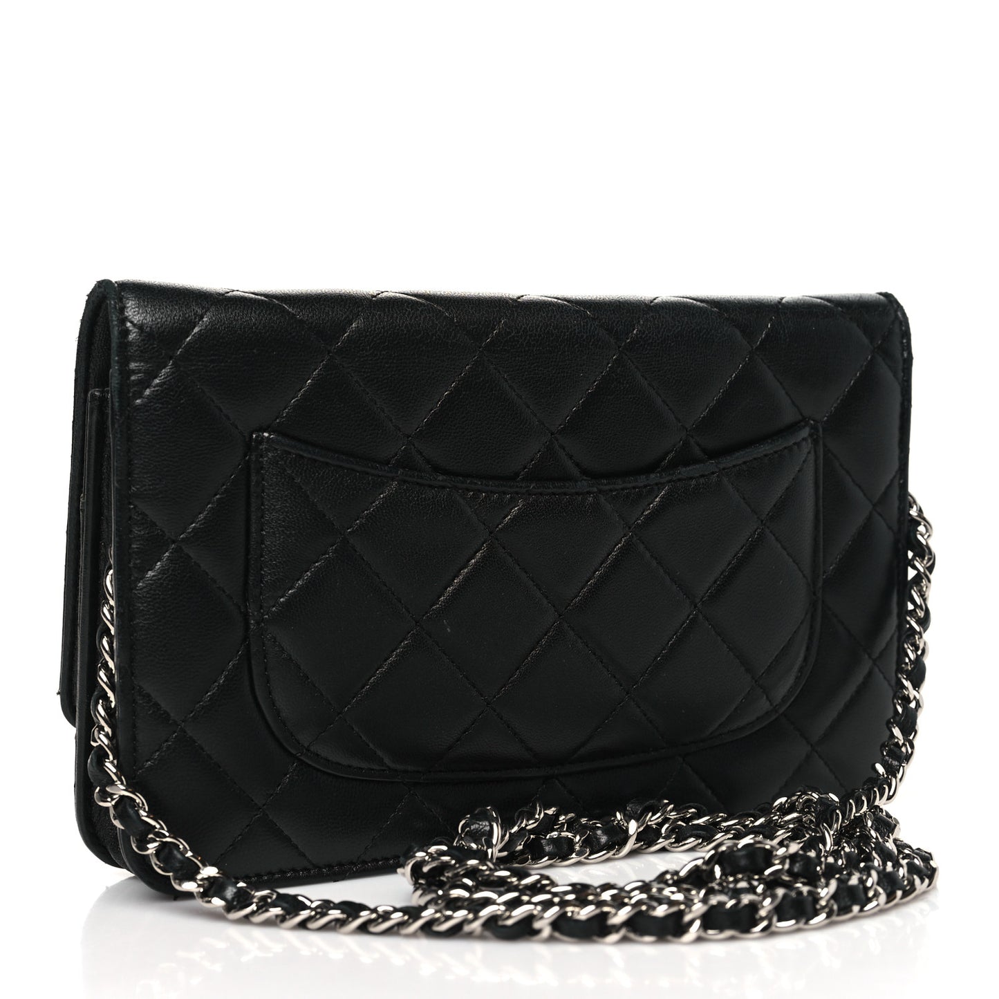 Lambskin Quilted Wallet On Chain WOC Black