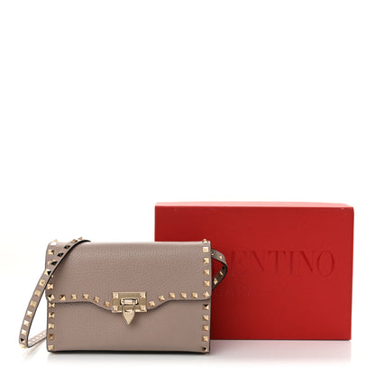 Valentino Garavani Pebbled Calfskin Medium Rockstud Flip Lock Crossbody Bag Poudre 11 of 11