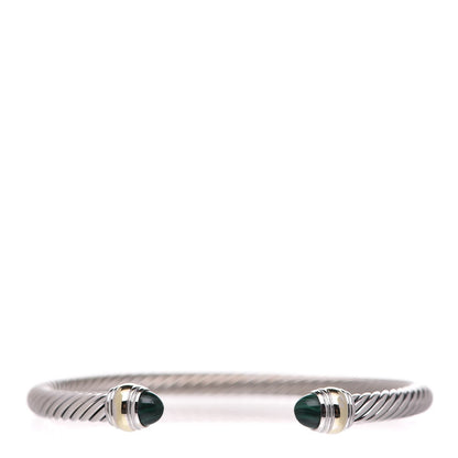 David Yurman Sterling Silver 14K Yellow Gold Malachite 5mm Cable Classic Bracelet 1 of 5
