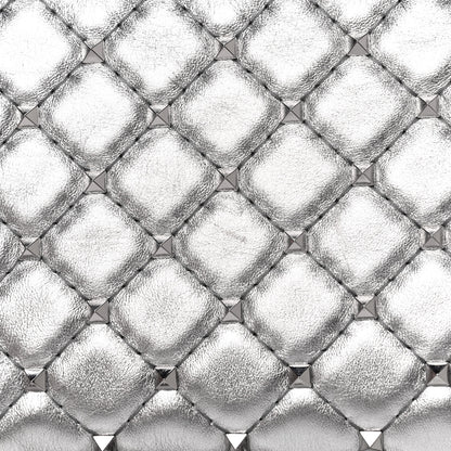 Valentino Garavani Metallic Nappa Rockstud Spike Wallet on Chain Silver 14 of 16