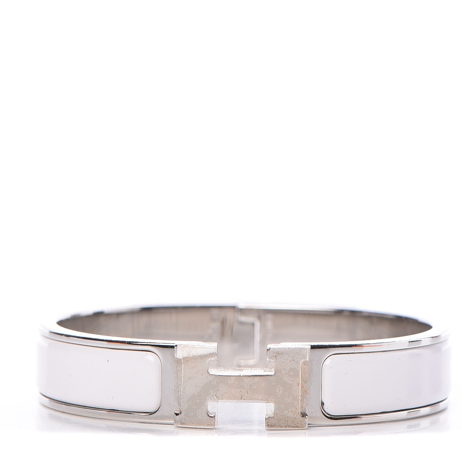 Hermes Enamel Narrow Clic Clac H Bracelet PM White 1 of 5