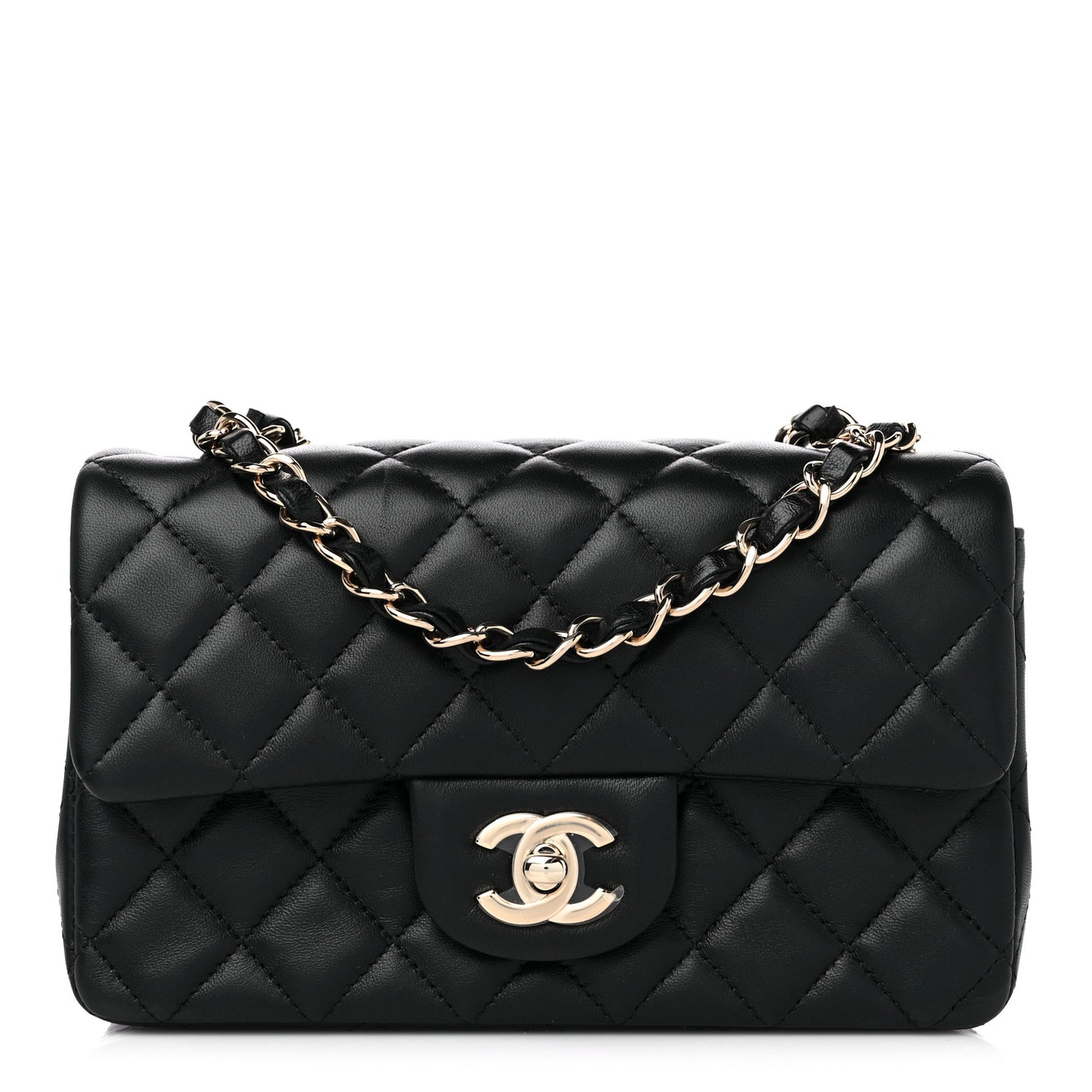 Lambskin Quilted Mini Rectangular Flap Black