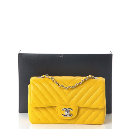 Chanel Caviar Chevron Quilted Mini Rectangular Flap Yellow 8 of 8