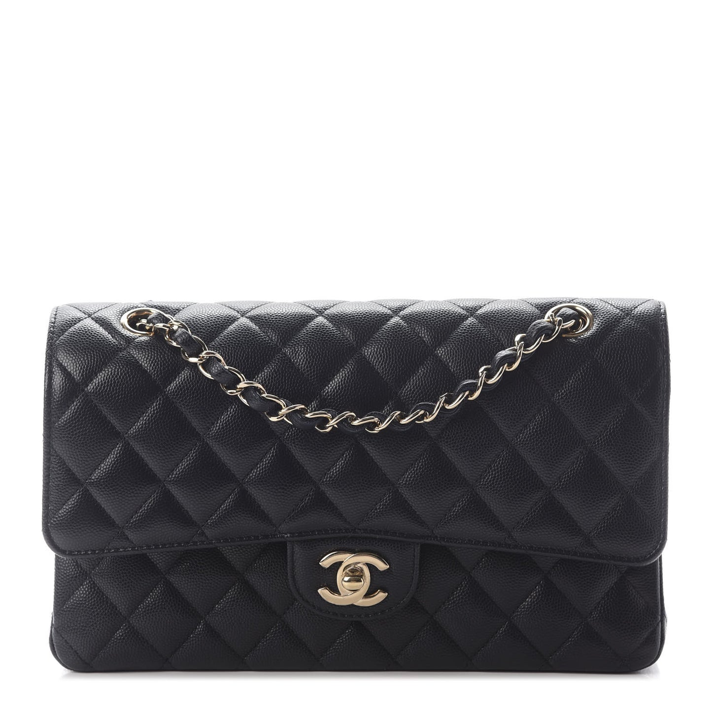 Caviar Quilted Medium Double Flap Navy