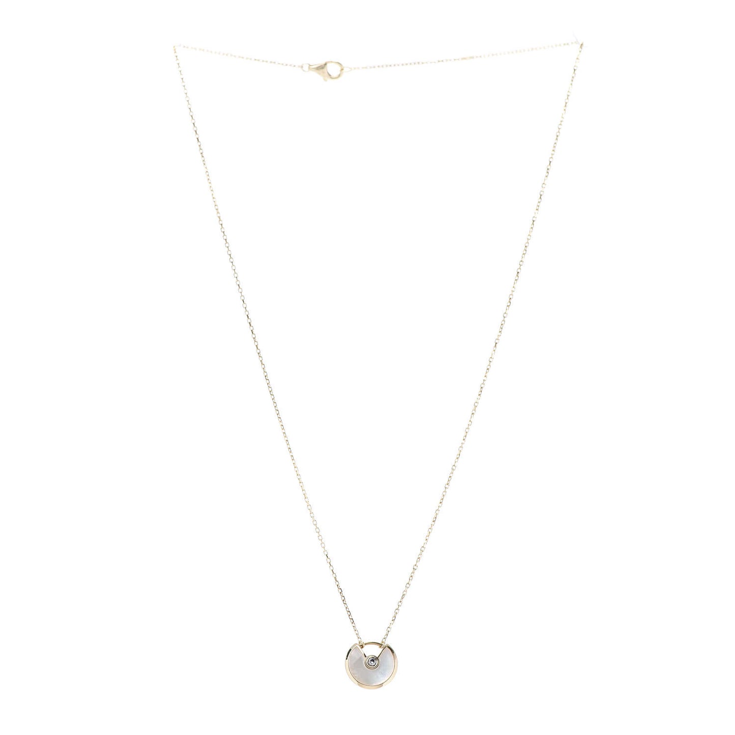 18K Yellow Gold Diamond Mother of Pearl XS Amulette de Cartier Pendant Necklace