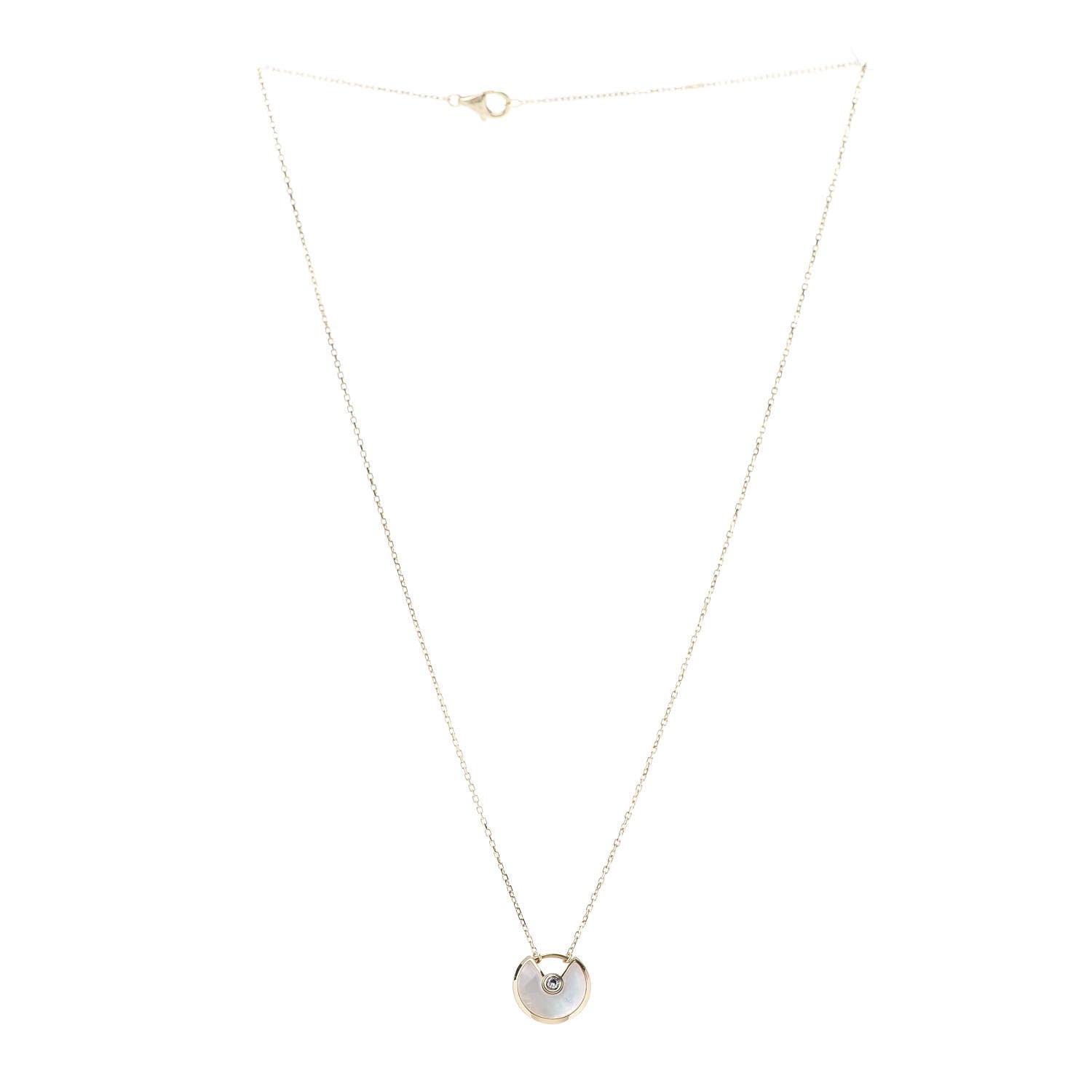 Cartier 18K Yellow Gold Diamond Mother of Pearl XS Amulette de Cartier Pendant Necklace 3 of 6