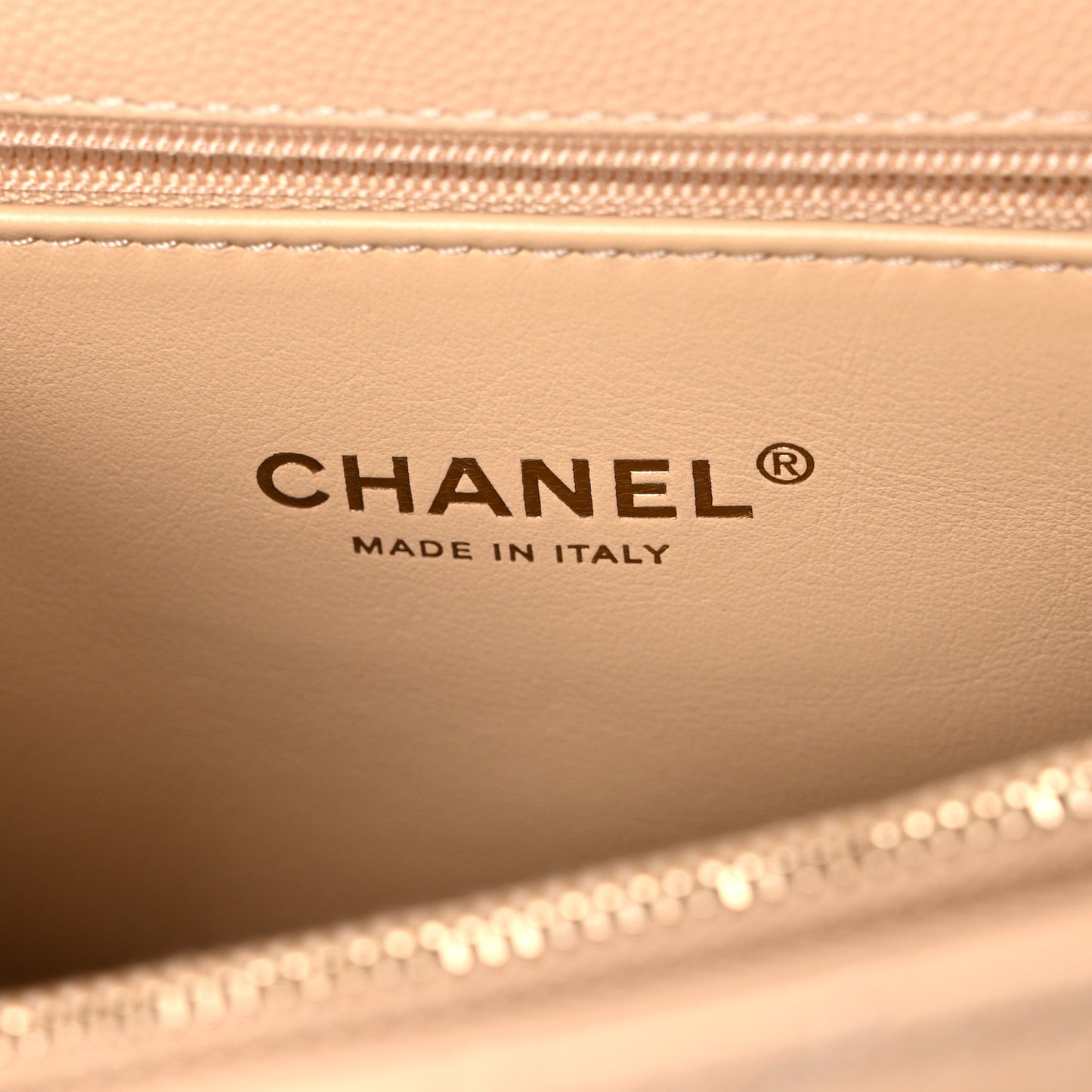 Caviar Quilted Small Coco Handle Flap Beige