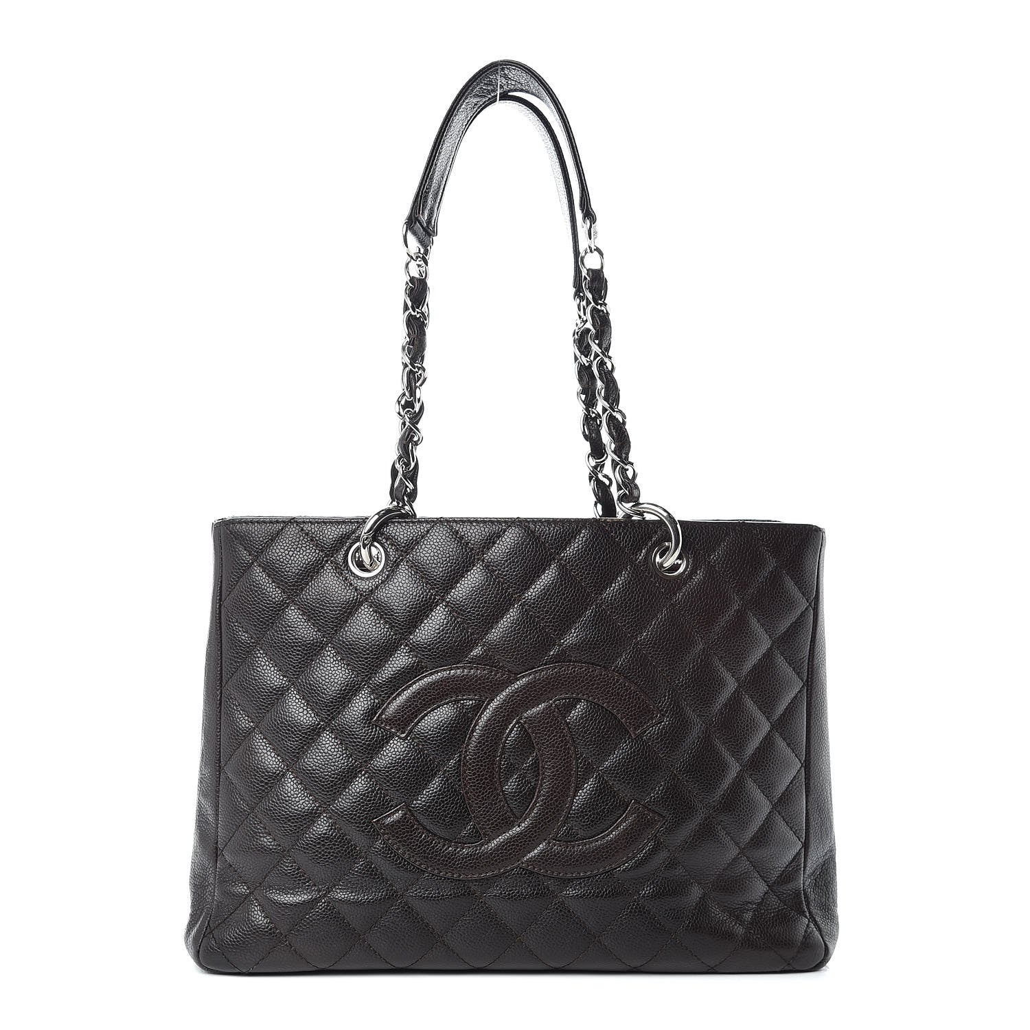 Chanel Caviar Quilted Grand Shopping Tote GST Dark Brown 1 of 13