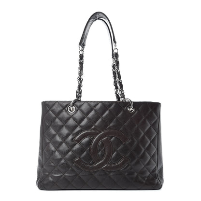 Chanel Caviar Quilted Grand Shopping Tote GST Dark Brown 1 of 13