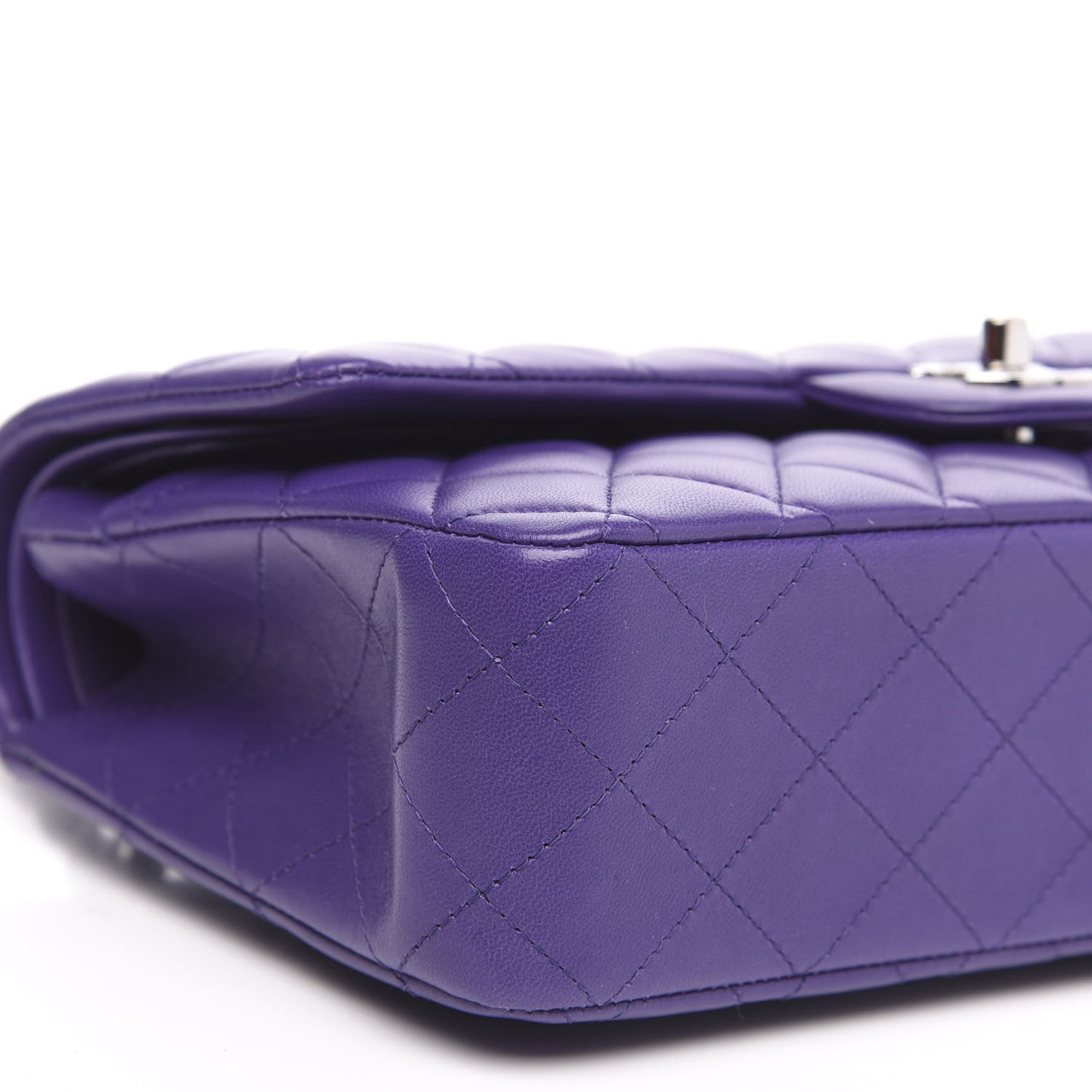 Lambskin Quilted Medium Double Flap Purple