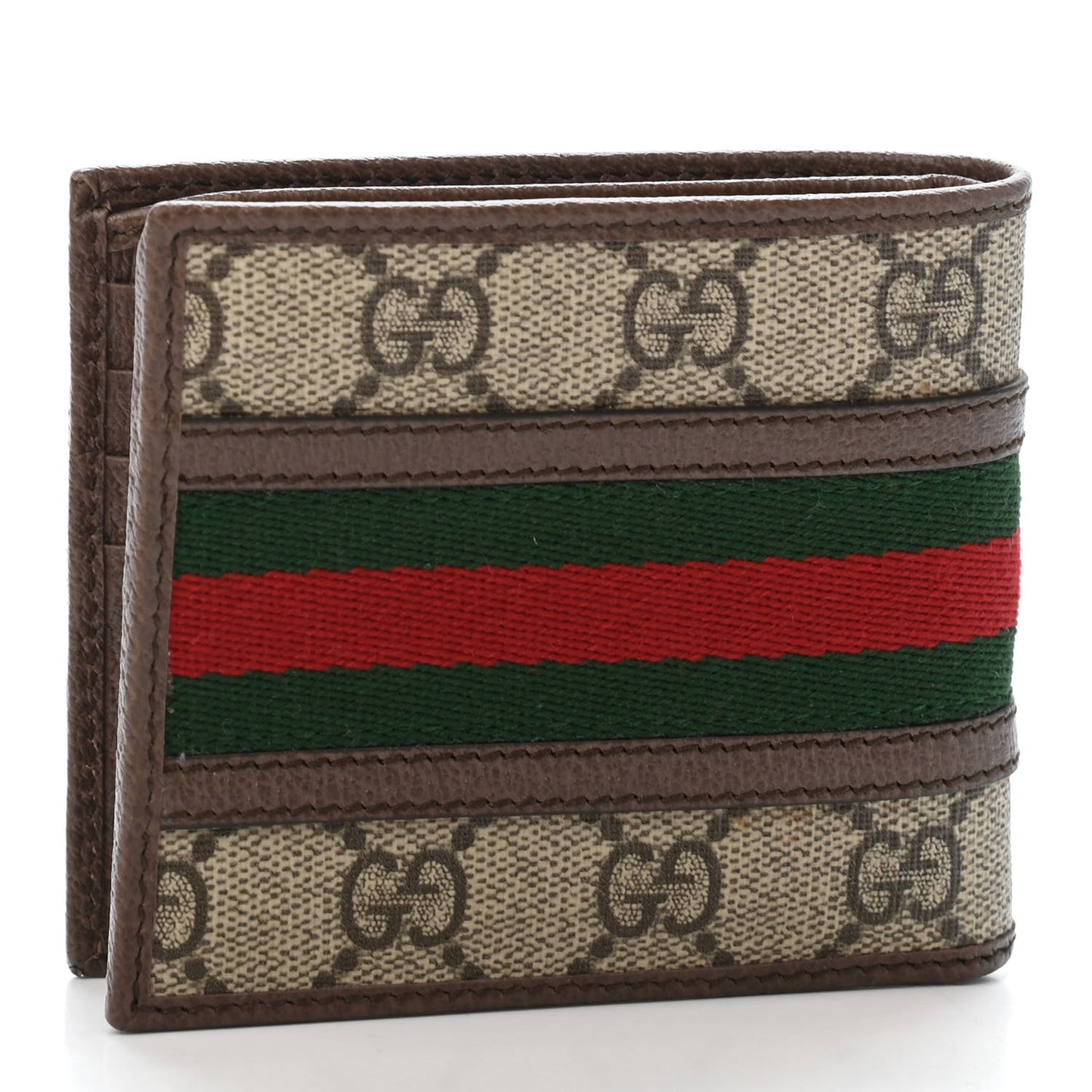 GG Supreme Monogram Web Mens Ophidia Bi-Fold Wallet Beige New Acero