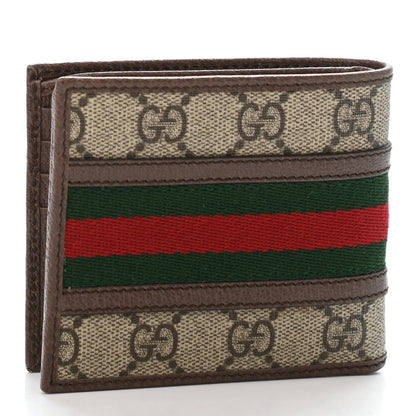 Gucci GG Supreme Monogram Web Mens Ophidia Bi-Fold Wallet Beige New Acero 2 of 4