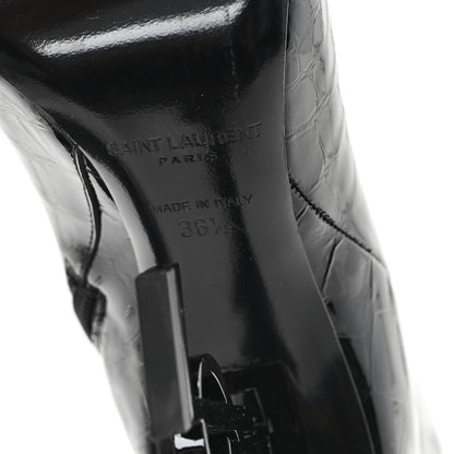 Saint Laurent Alligator Embossed Patent Calfskin Opyum 110 Ankle Boots 36.5 Black 7 of 10
