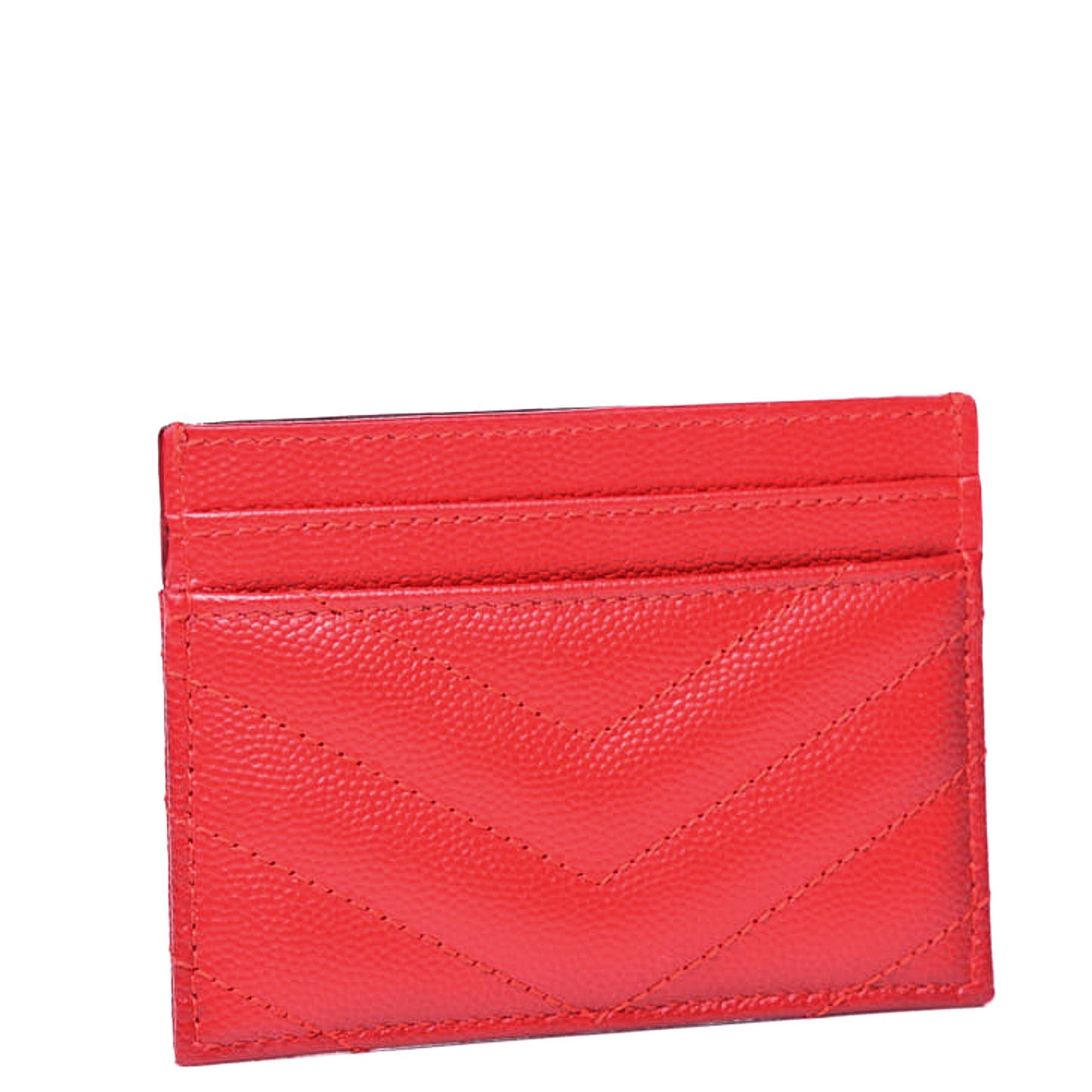 Grain De Poudre Matelasse Chevron Monogram Credit Card Case New Red