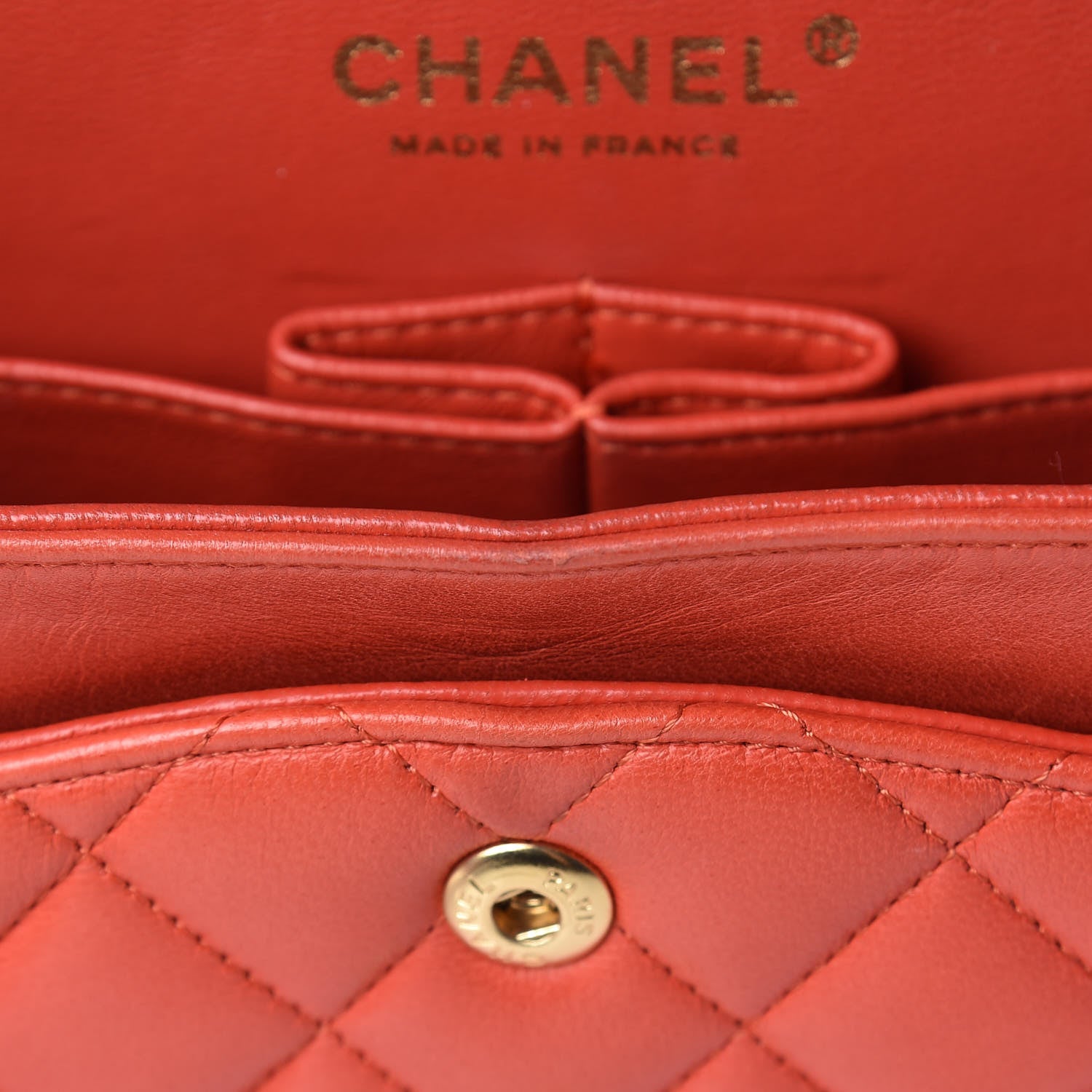 Chanel Lambskin Quilted Medium Double Flap Orange 16 of 21