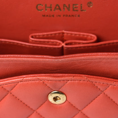 Chanel Lambskin Quilted Medium Double Flap Orange 16 of 21