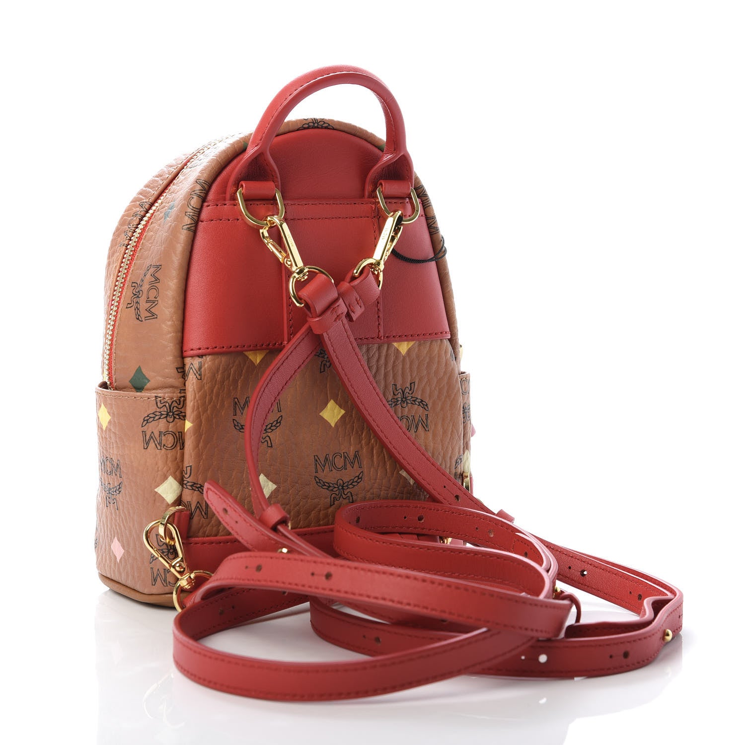 MCM Skyoptic Visetos X-Mini Stark Bebe Boo Backpack Cognac 2 of 7